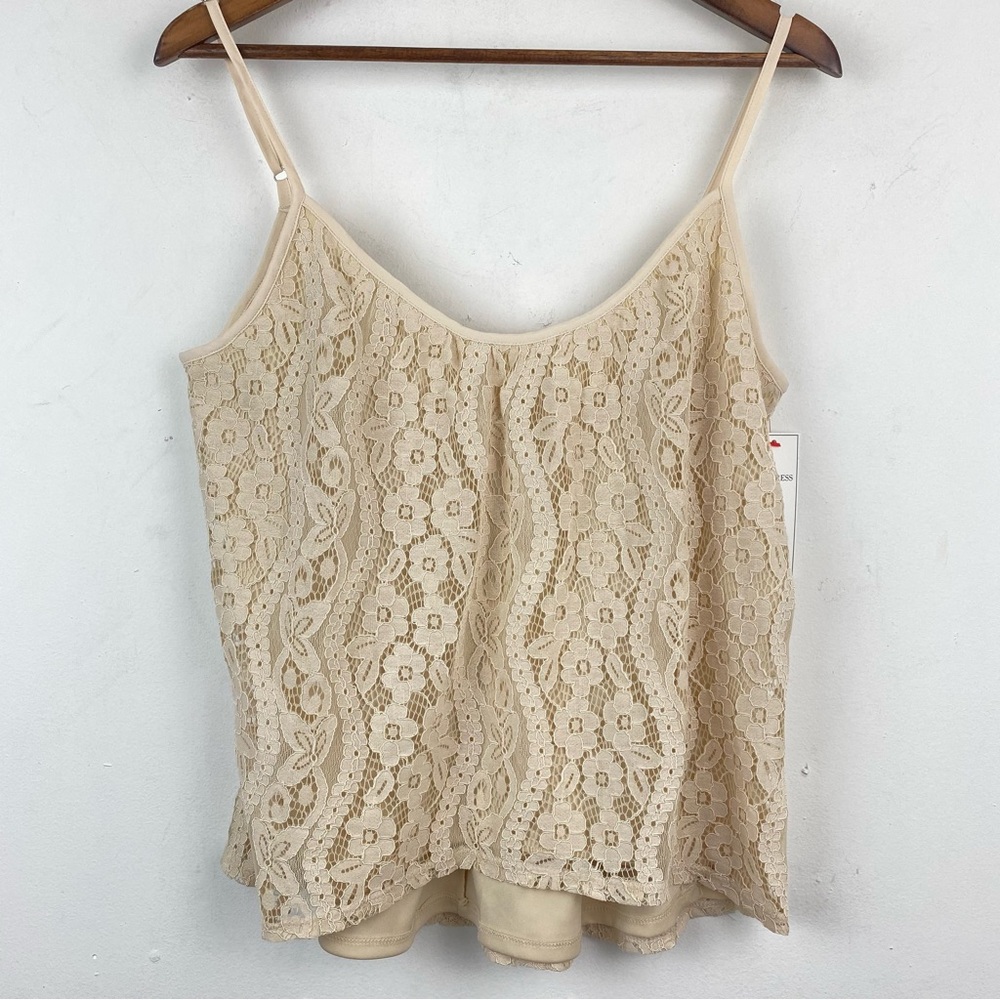 Lovestitch size Medium Women’s Cream Floral Lace Camisole Tank Top
